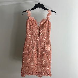 Salmon pink Stitch pattern dress